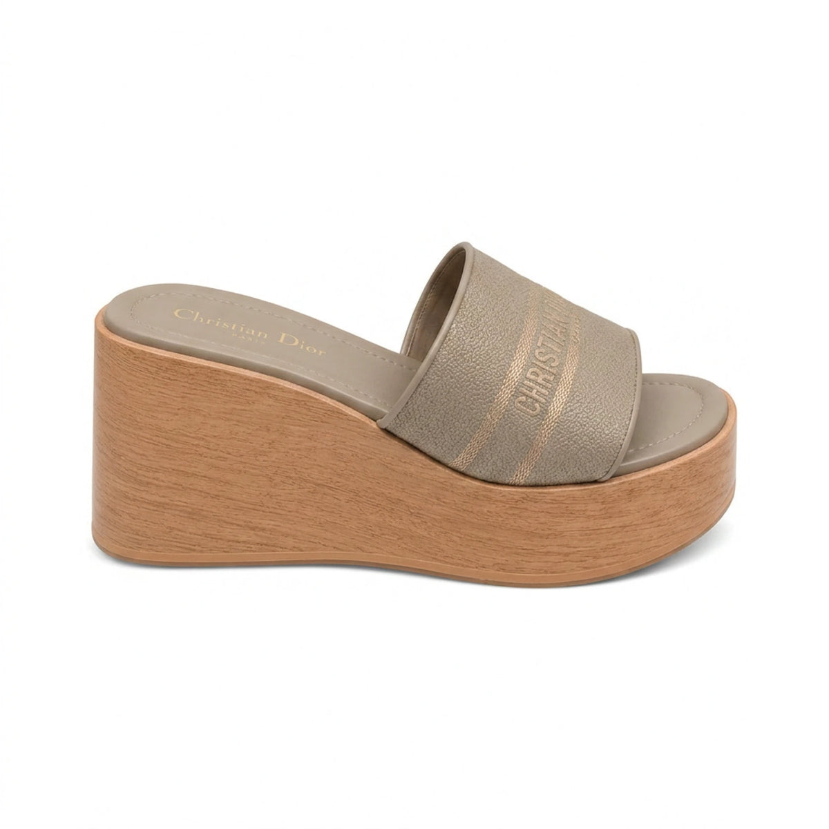 Leather Wedge Open Slippers — 7 cm