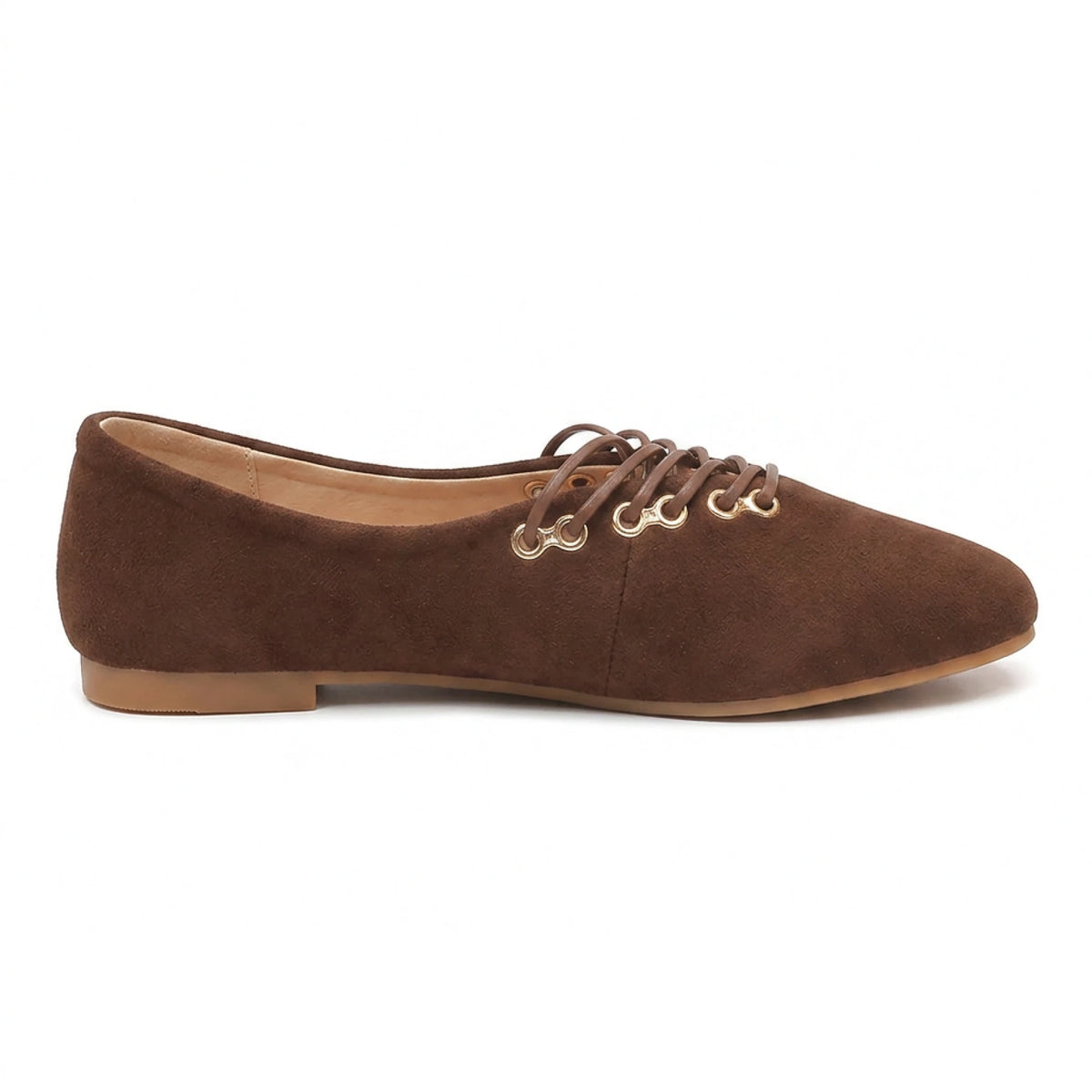 Suede Lace-Up Ballerina Flats