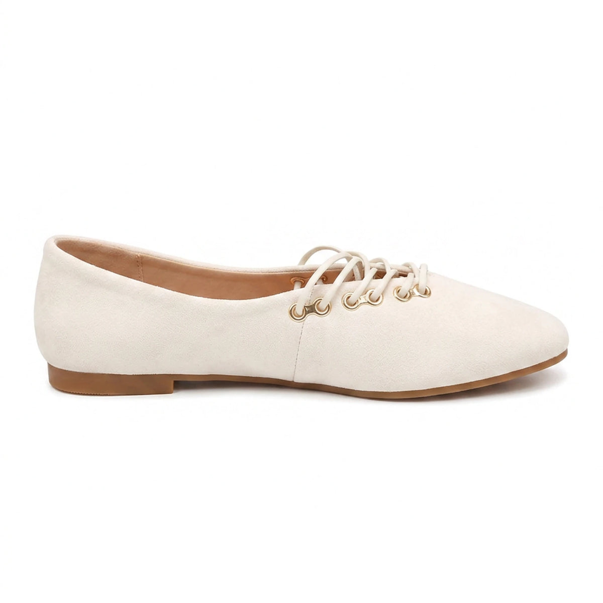 Suede Lace-Up Ballerina Flats