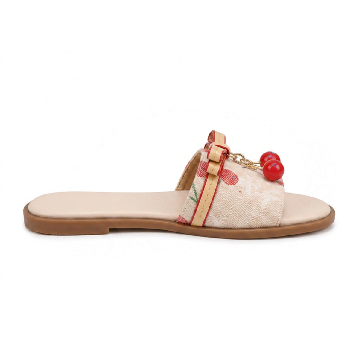 Leather Open Flat Slippers