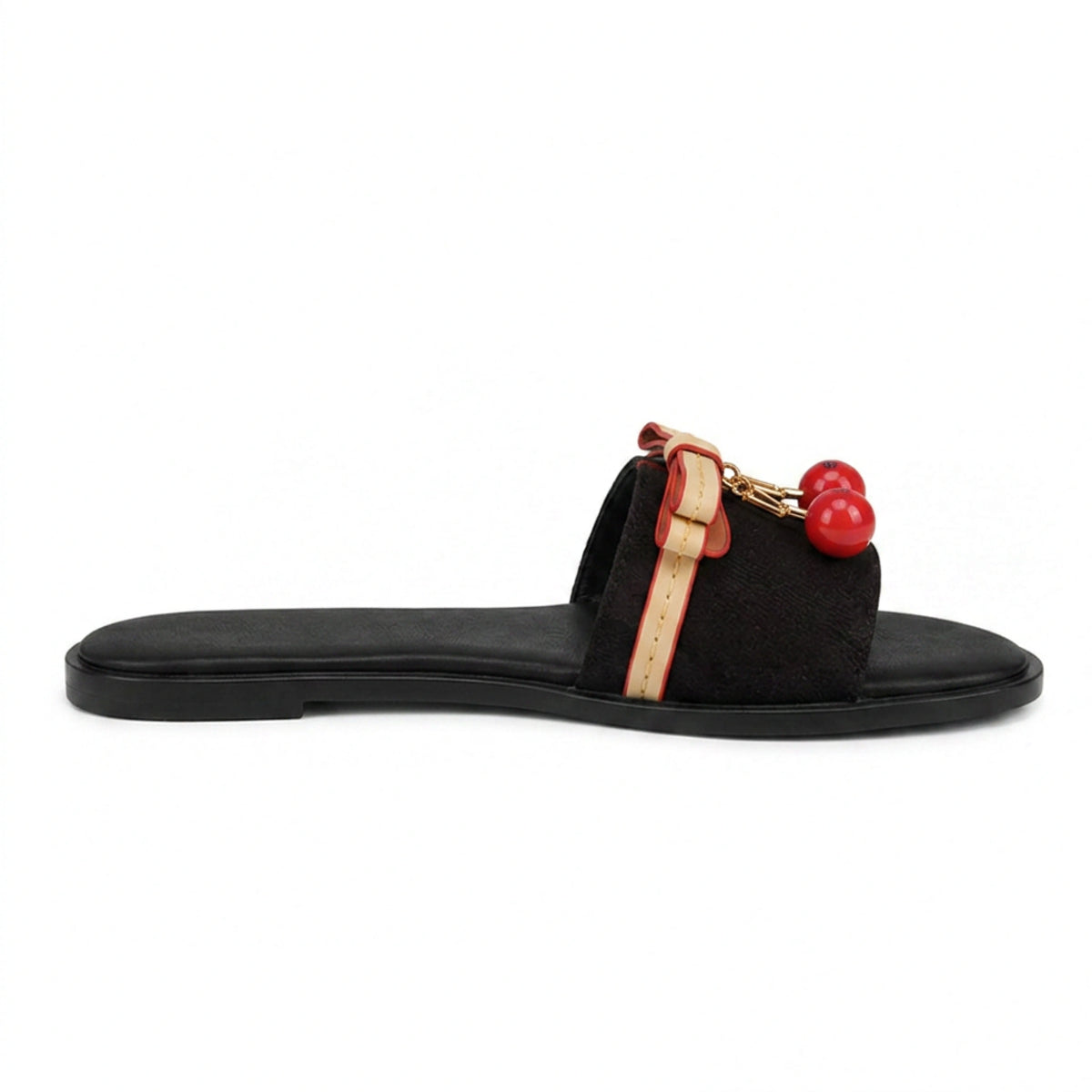 Leather Open Flat Slippers