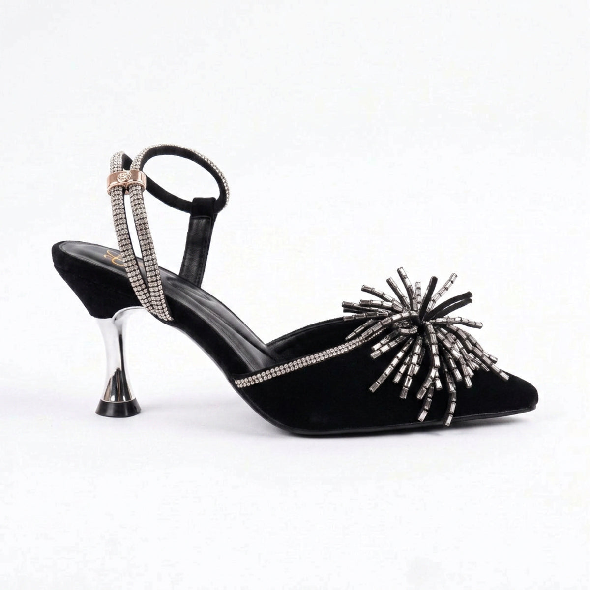 Suede Rose Evening Heels — 7 cm