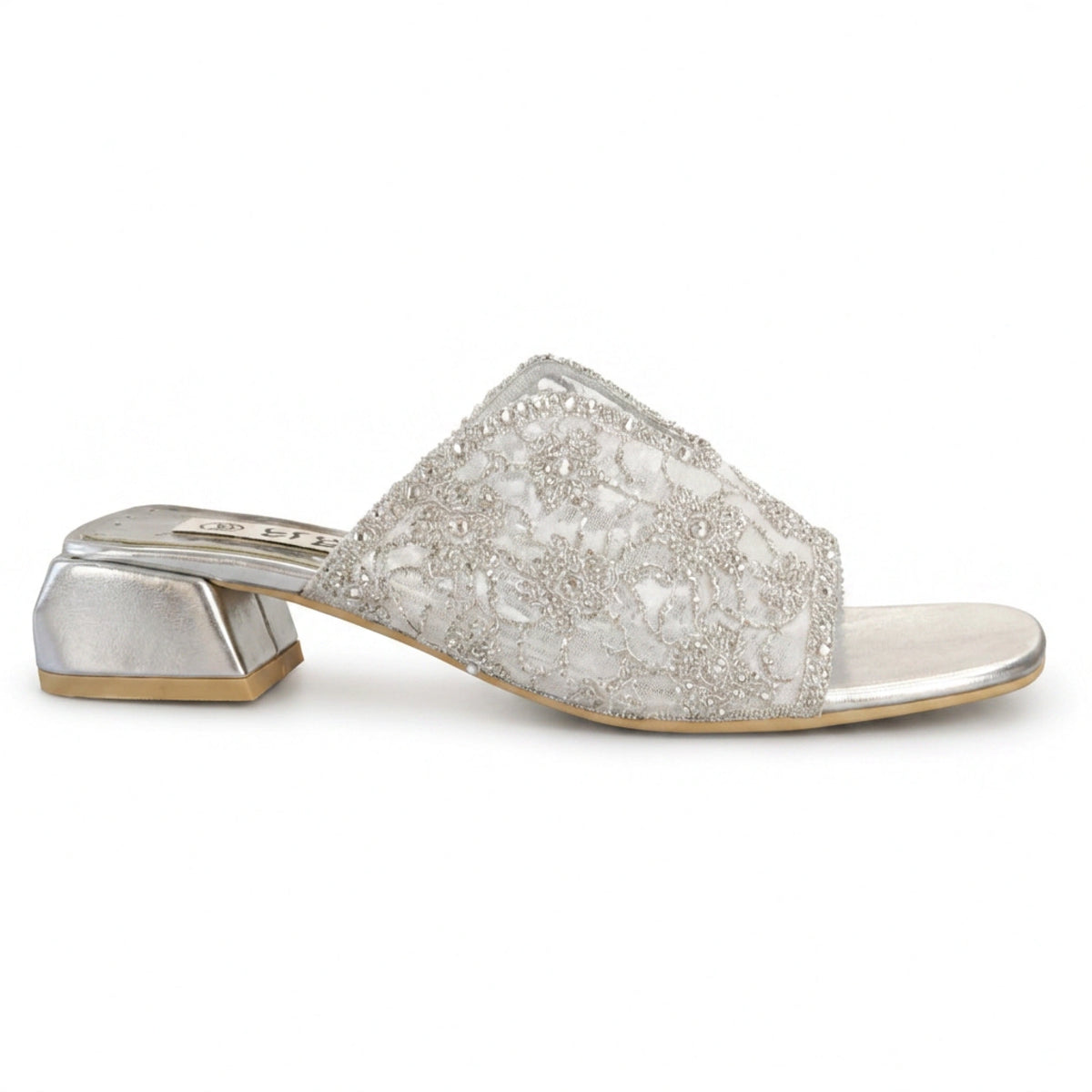 Rhinestone Flower Evening Slippers — 2 cm Heel