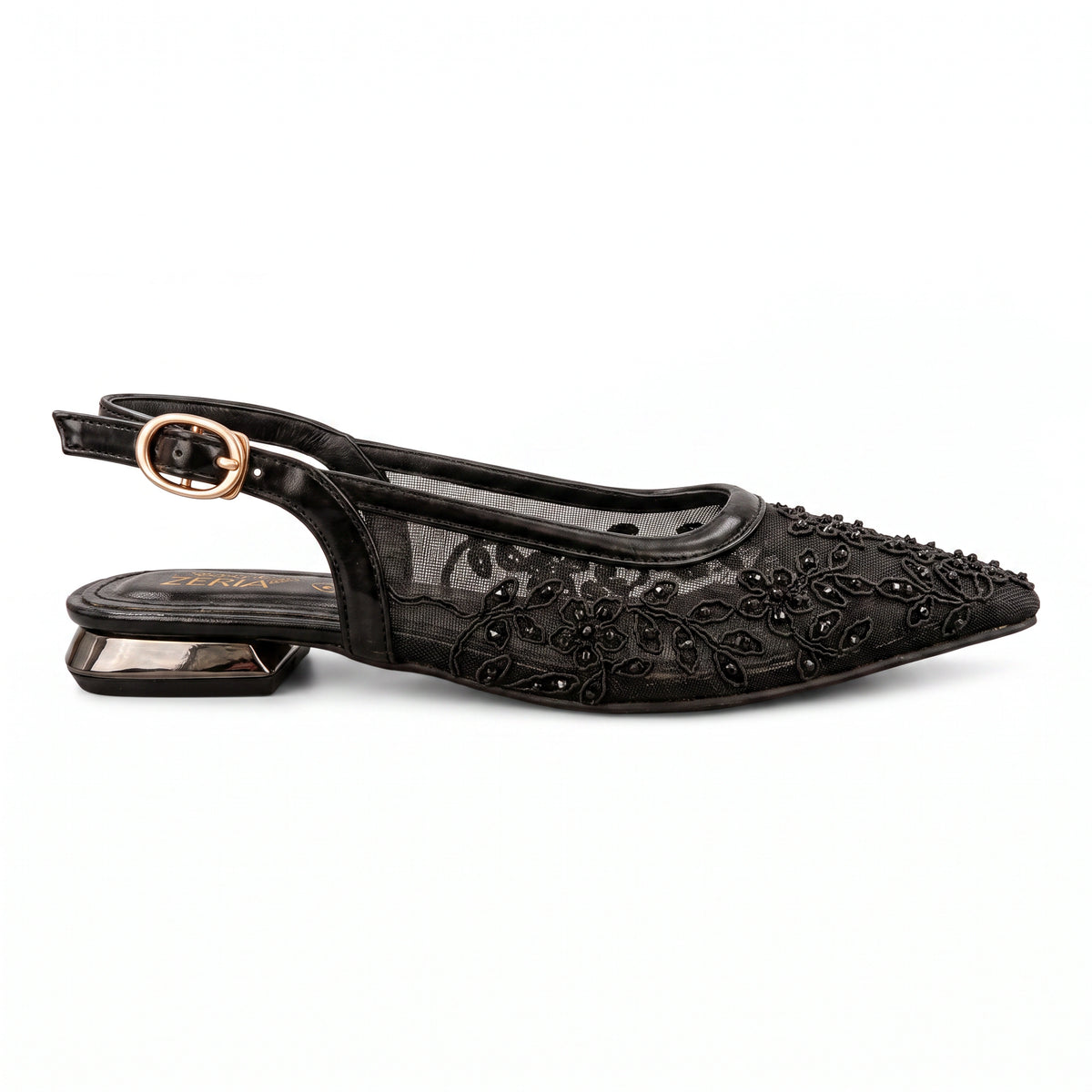 Embroidered Evening Flats — 1 cm Heel