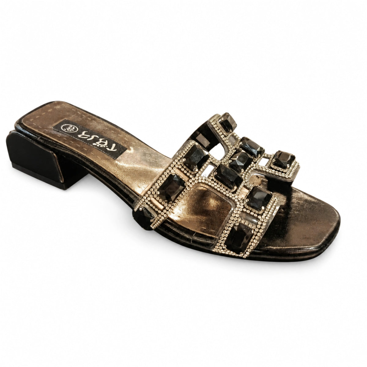Rhinestone Evening Slippers — 2 cm Heel