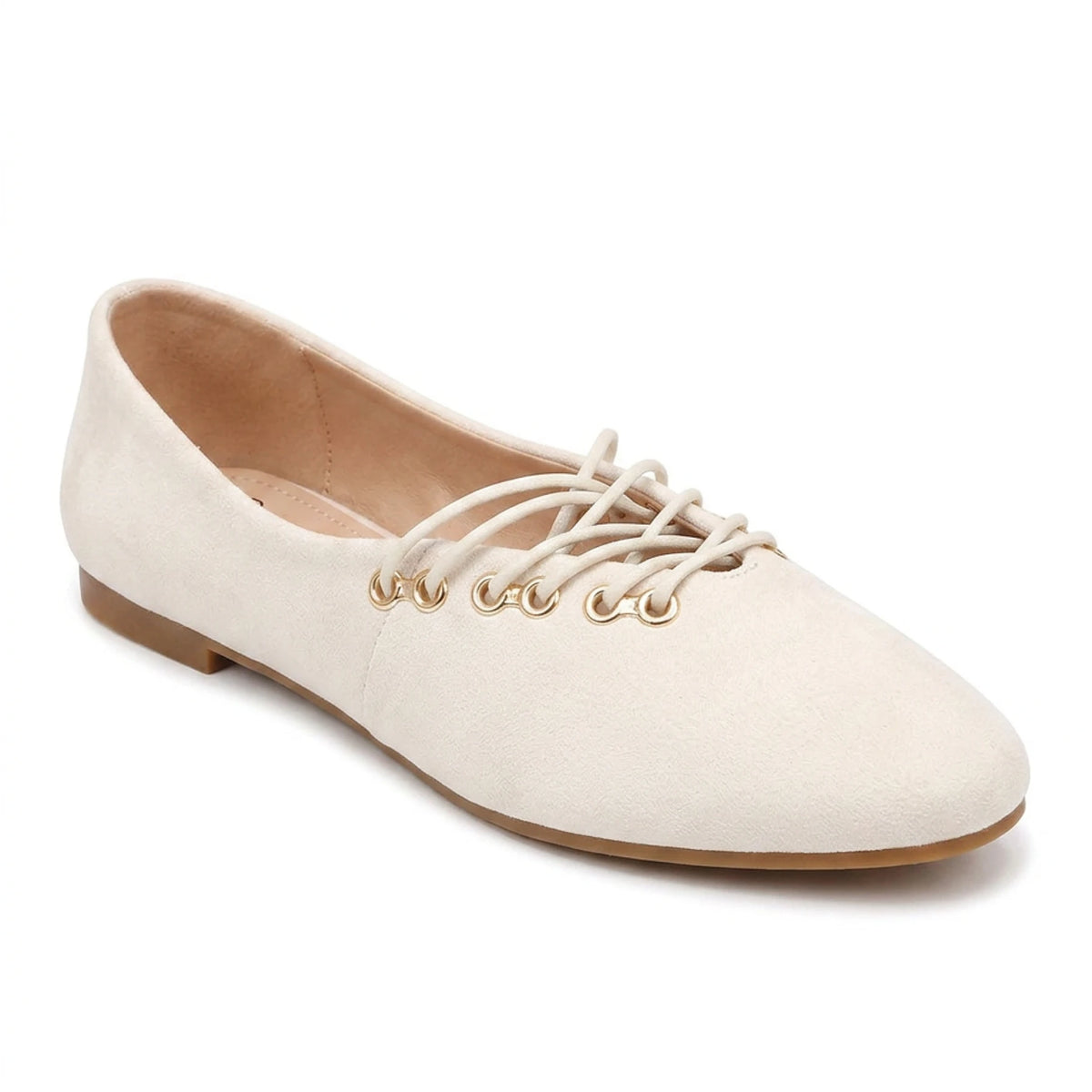 Suede Lace-Up Ballerina Flats