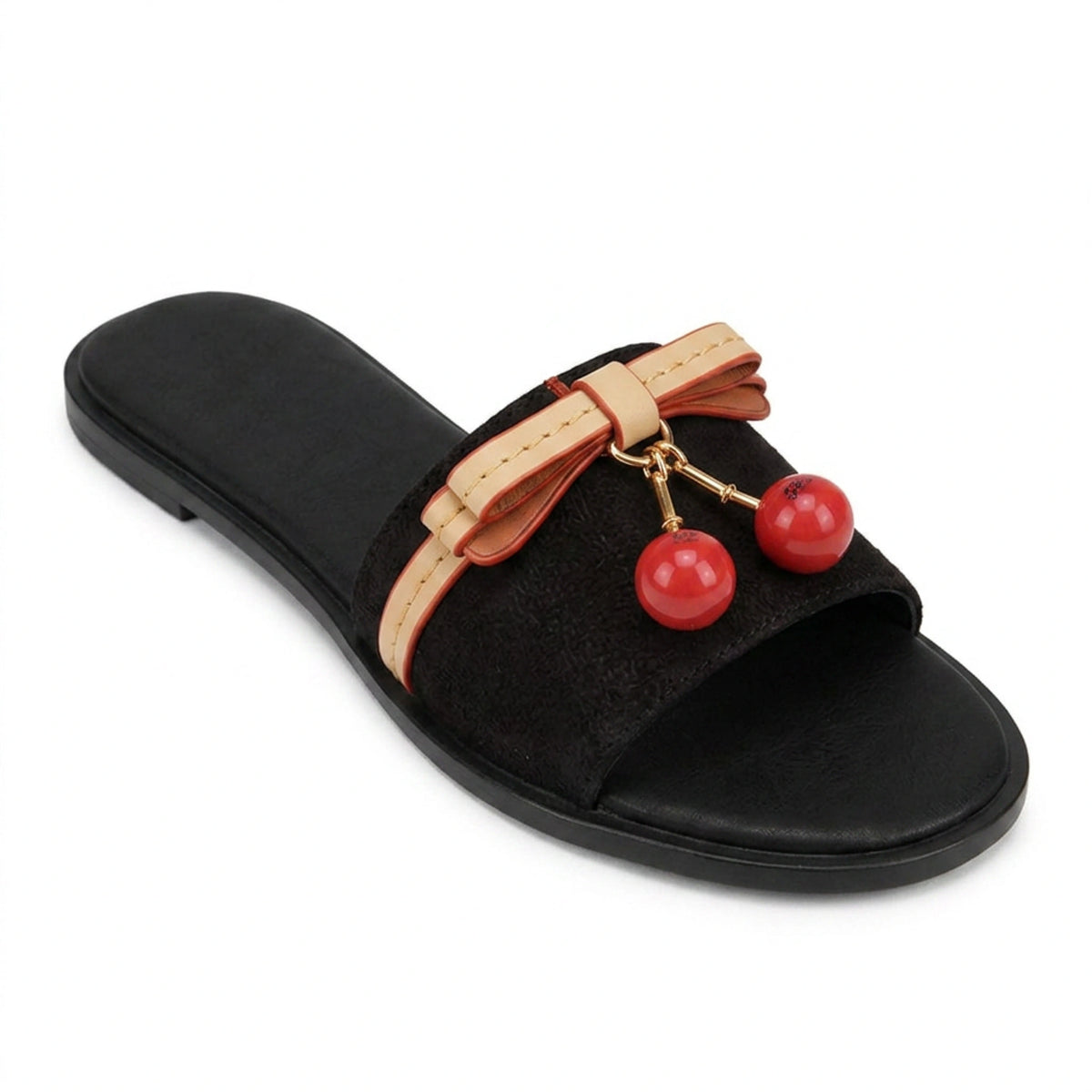 Leather Open Flat Slippers