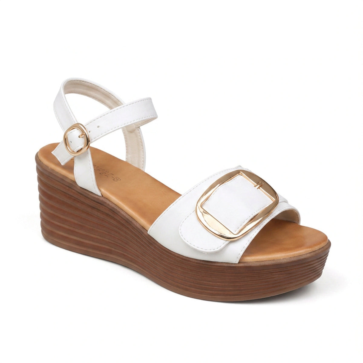 Gold Buckle Open Sandals — 7 cm