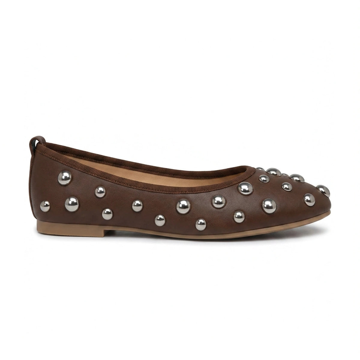 Leather Ballerina Flats — Metal Accent