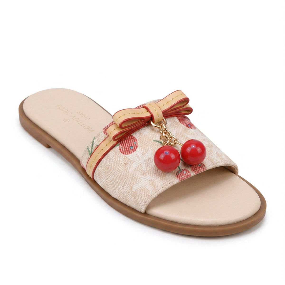 Leather Open Flat Slippers