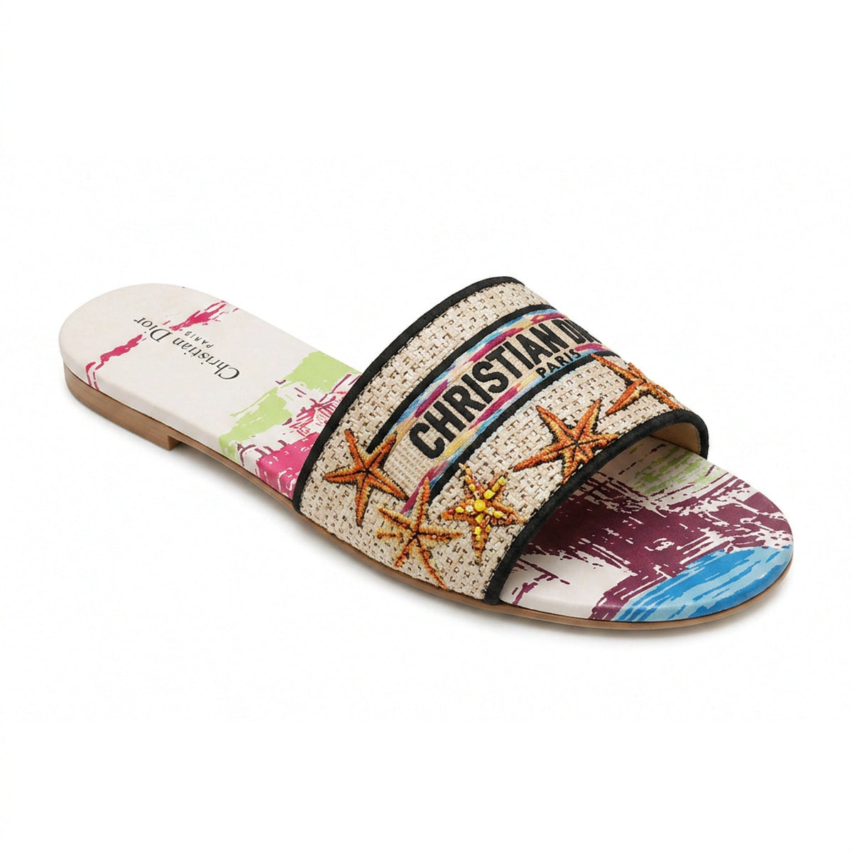 Fabric Open Flat Slippers