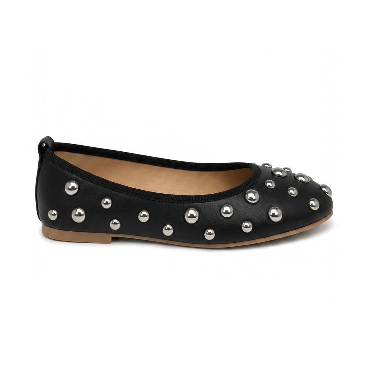 Leather Ballerina Flats — Metal Accent