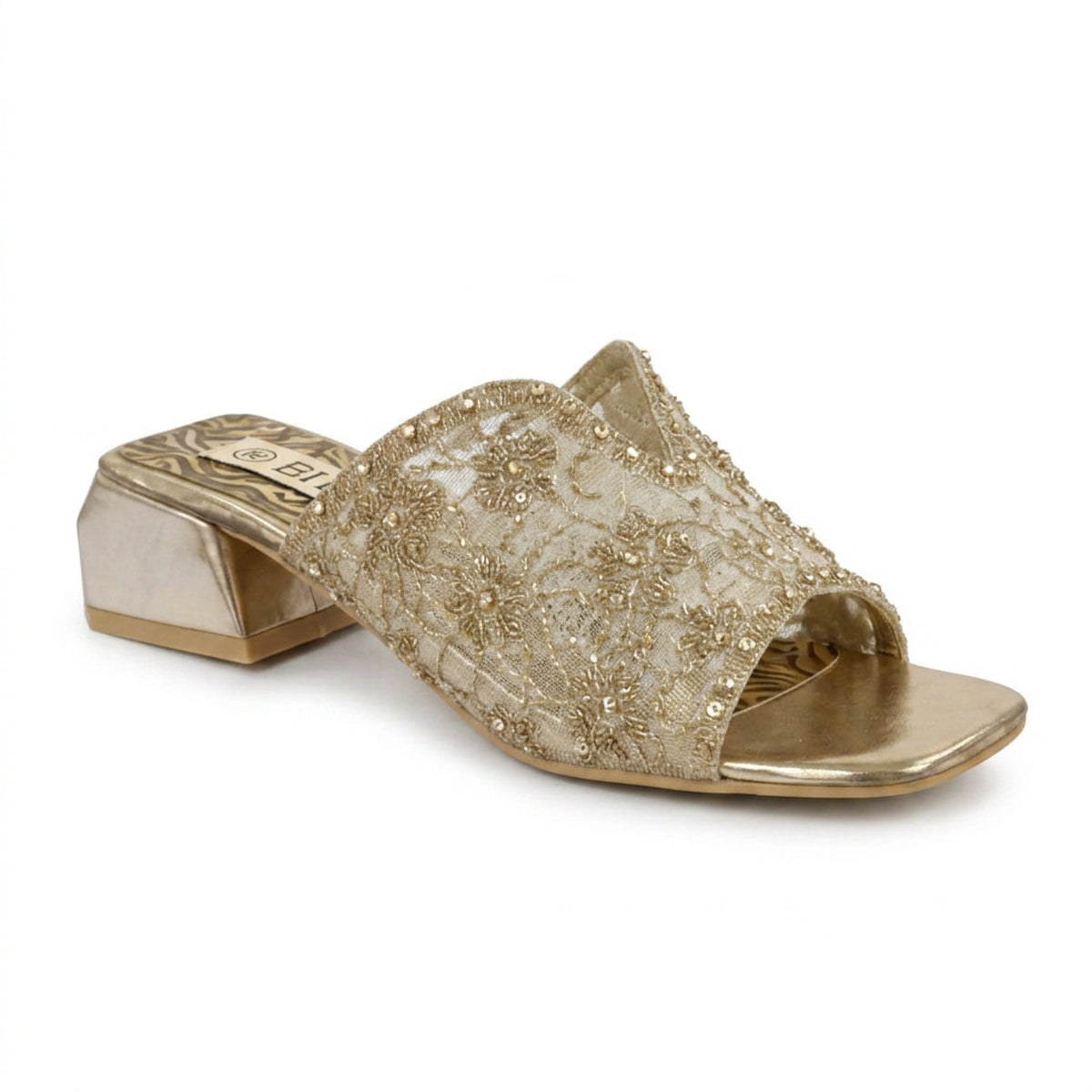 Rhinestone Flower Evening Slippers — 2 cm Heel