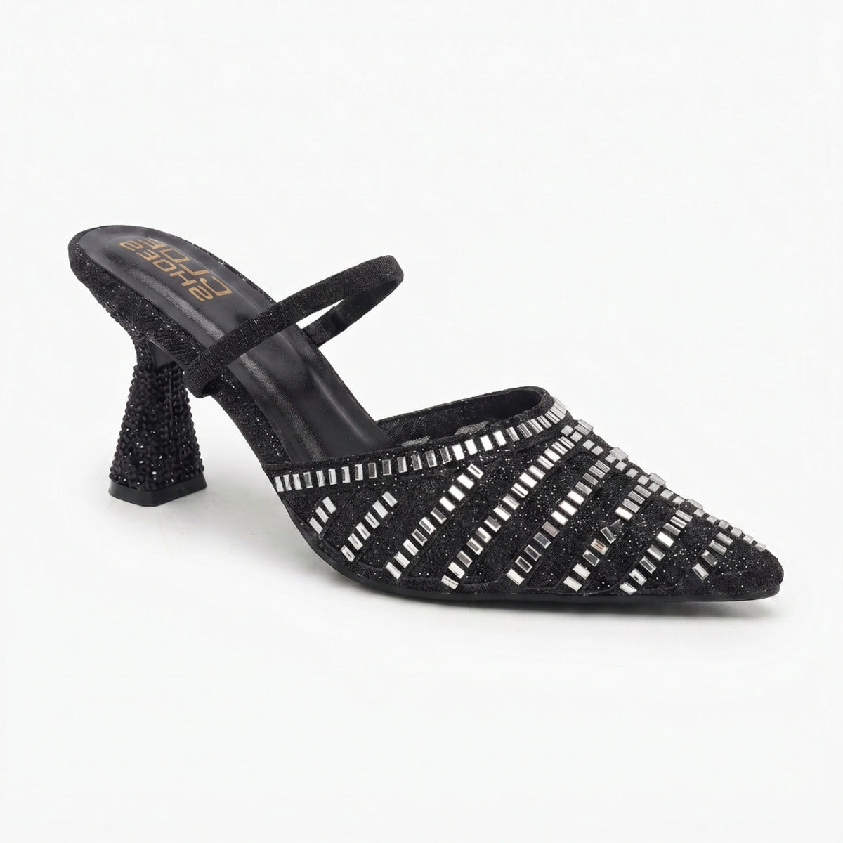 Embroidered Evening Heels — Gold, 7 cm