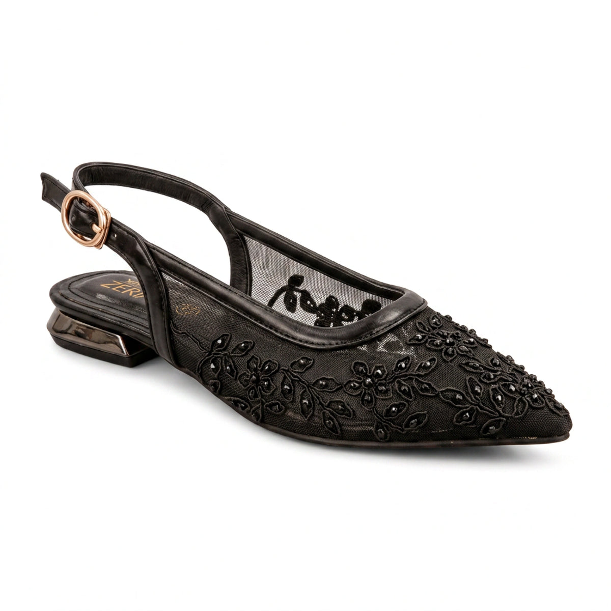 Embroidered Evening Flats — 1 cm Heel