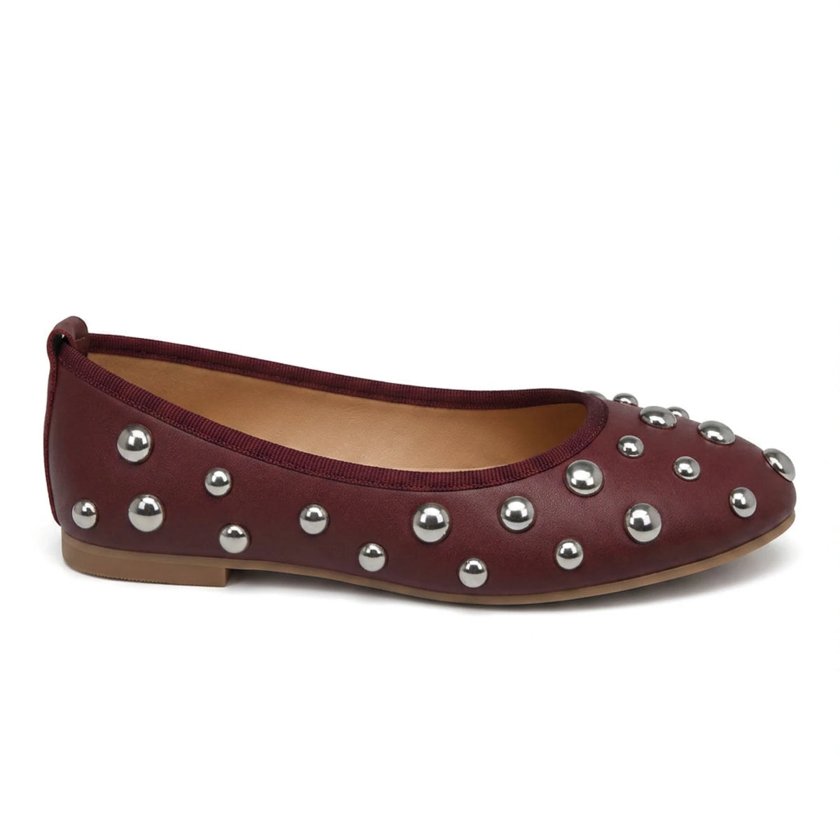 Leather Ballerina Flats — Metal Accent